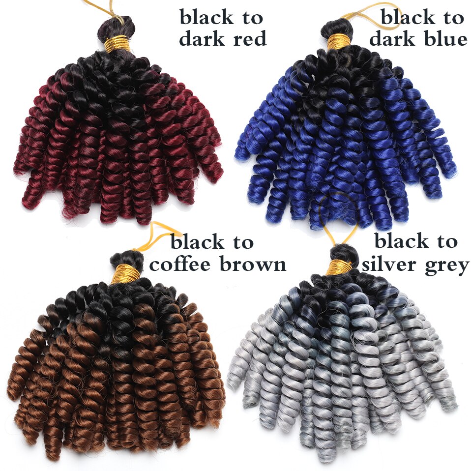 SNOILITE Short Ombre Jumpy Wand Curl Crochet Braids 20 Roots Jamaican Bounce Synthetic Crochet Hair Extension for Black Women