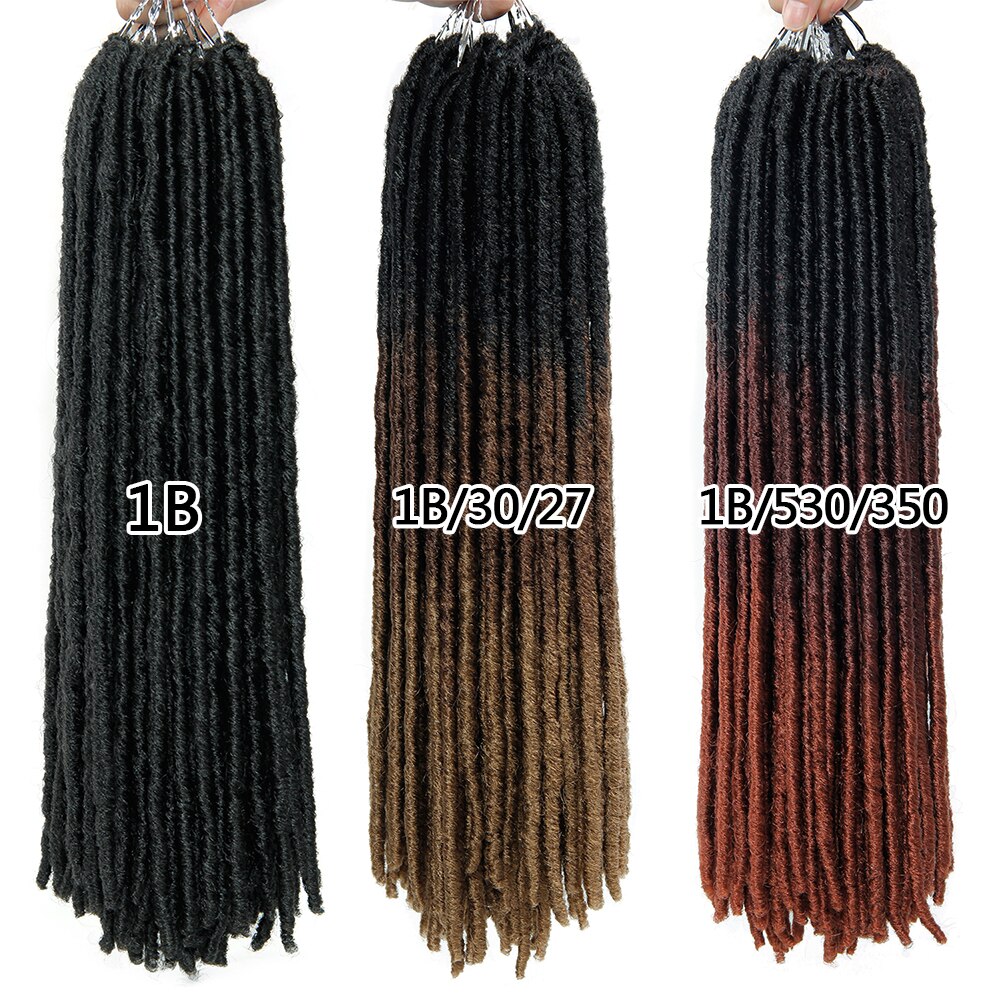 YxCheris Synthetic Goddess Straight Faux Locs Ombre Crochet Braiding Hair Extensions 18inches Soft Dreads Dreadlocks Hair