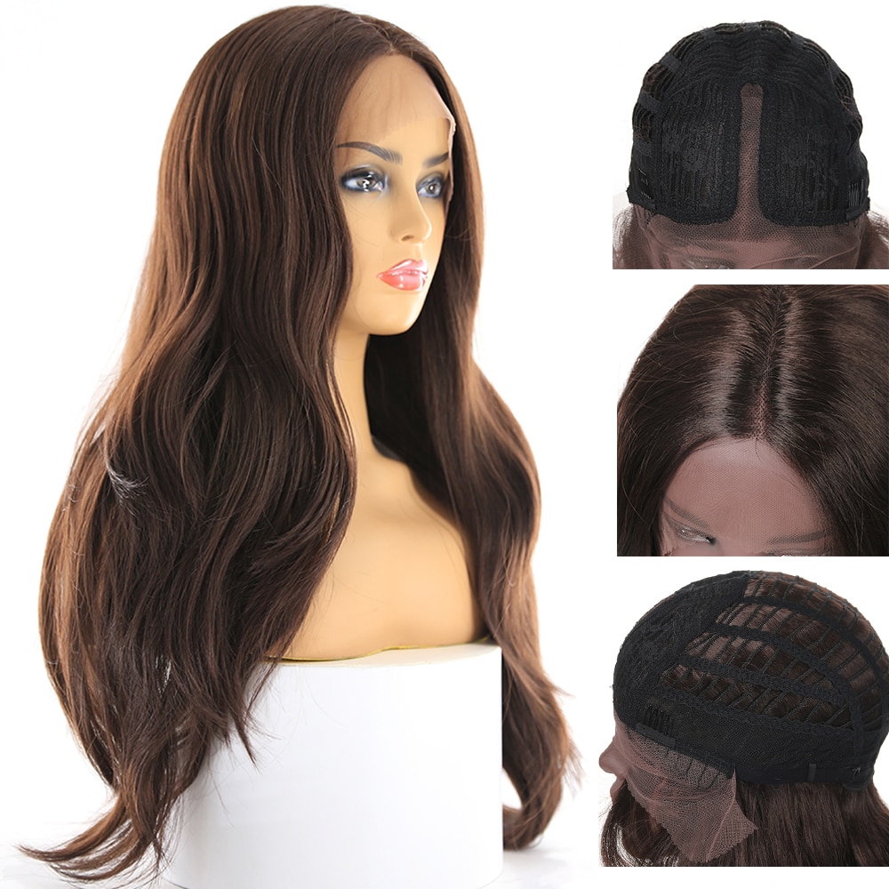 Natural Wave Synthetic Lace Front Wigs For Black Women Middle Part X-TRESS Ombre Purple Color Lace Wig With Natural Hairline