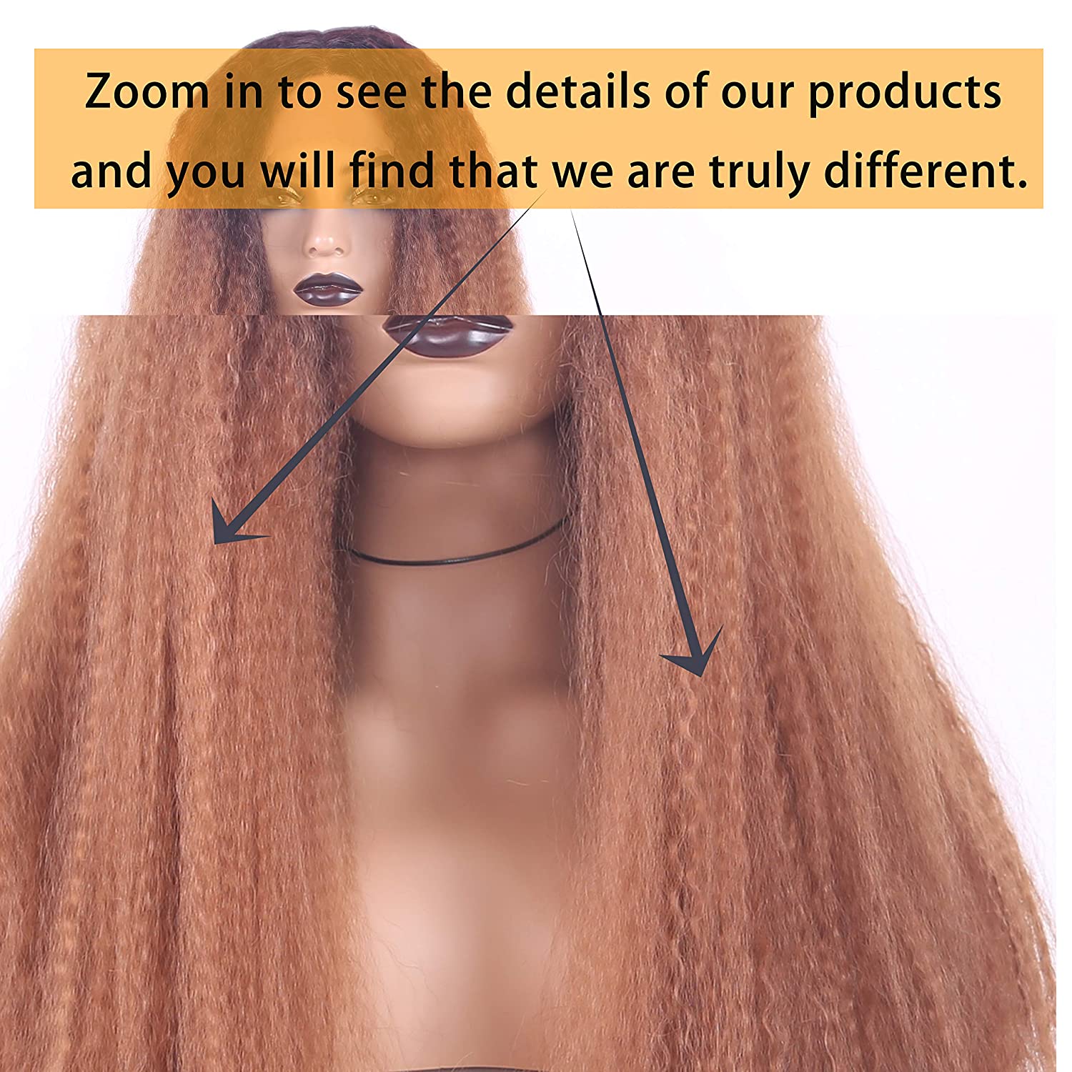 Long Kinky Straight Synthetic Lace Front Wigs For Women Ombre Brown Blonde Color Fluffy Hair Wig With Natural Hairline X-TRESS