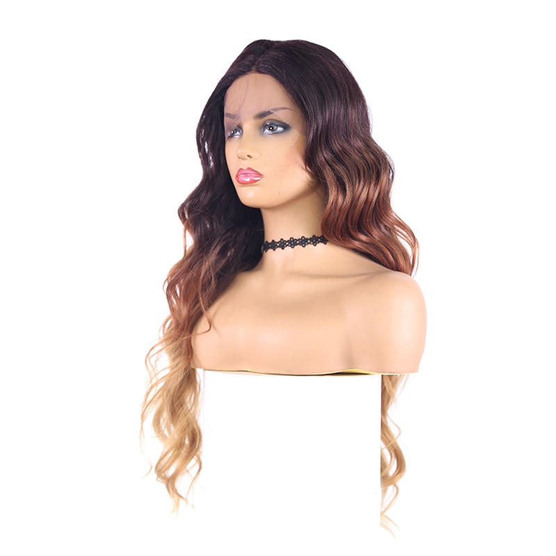 Long Wave Synthetic Lace Front Wigs For Women 4/30/27 Ombre Brown Color Middle Part 22inch High Heat Resistant Hair Wig X-TRESS