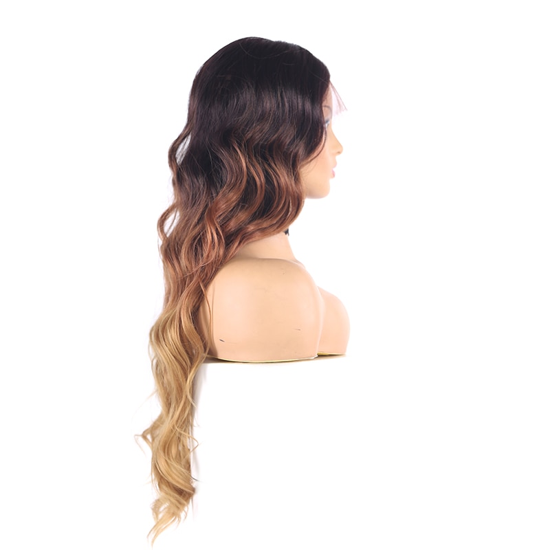 Long Wave Synthetic Lace Front Wigs For Women 4/30/27 Ombre Brown Color Middle Part 22inch High Heat Resistant Hair Wig X-TRESS