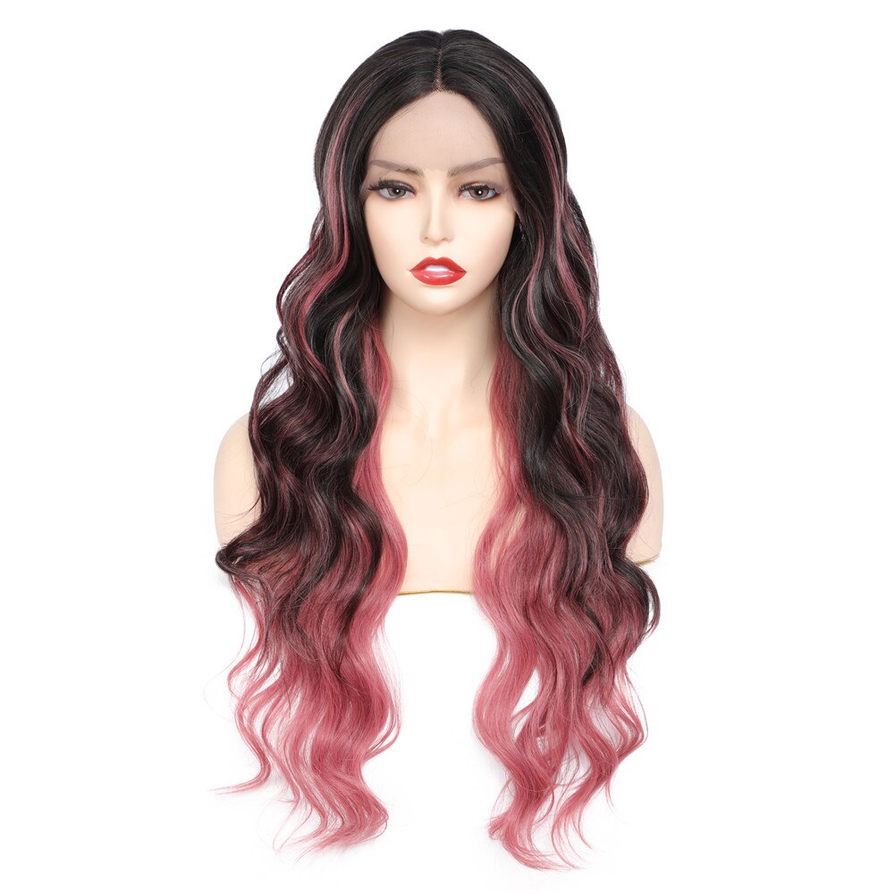 Synthetic Lace Wig For Black Women Long Body Wave Ombre Brown Blonde Heat Resistant Soft Hair Wig With Natural Hairline X-TRESS
