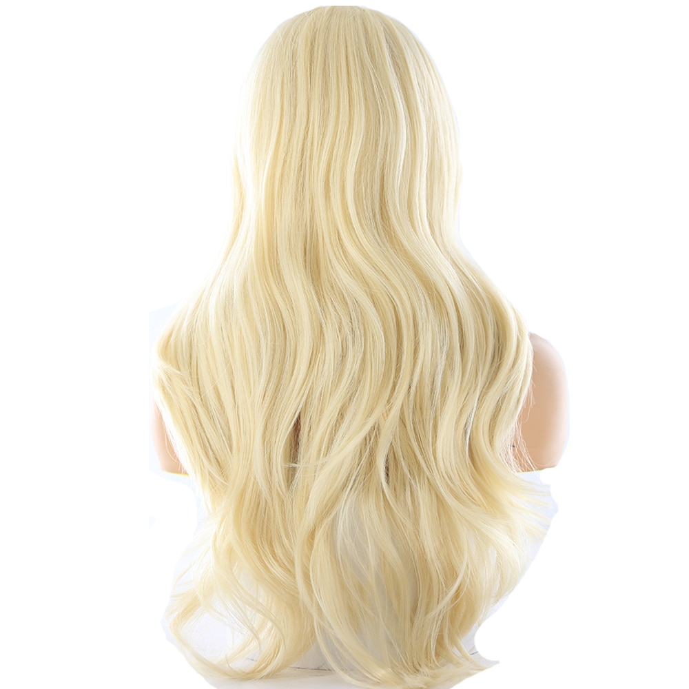 Blonde Color Synthetic Lace Front Wigs For Black Women Heat Resistant Fiber X-TRESS Long Natural Body Wave Middle Part Hair Wig