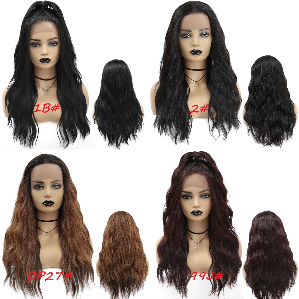 Synthetic Hair Lace Front Wigs Free Part X-TRESS Ombre Brown Black Color Long Natural Wave Trendy Lace Hair Wig For Black Women