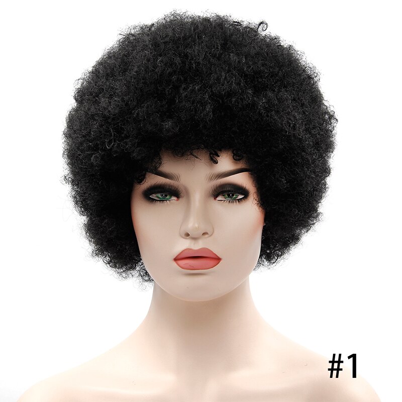 YxCheris Synthetic Afro Wigs Women Short Fluffy Hair Wigs For Black Women Kinky 12 Inch For Party Dance Retro Cosplay Wigs