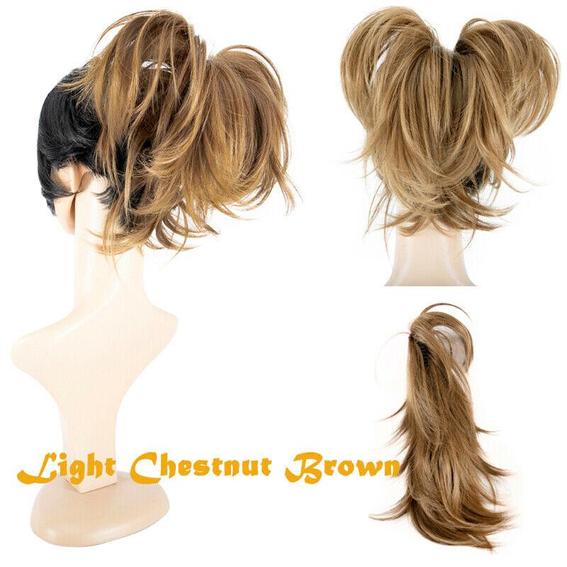 Messy Bun Clip on With Claw Attachment Adjustable Messy Style Ponytail Hair Extension Synthetic Hairpiece with Jaw Claw