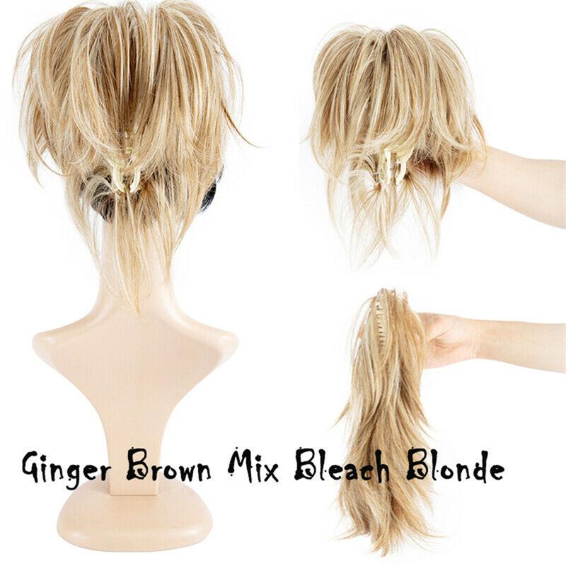 Messy Bun Clip on With Claw Attachment Adjustable Messy Style Ponytail Hair Extension Synthetic Hairpiece with Jaw Claw