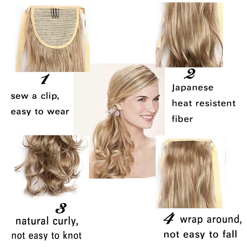 Womens Ladies Long Straight Wavy Ponytail Hair Extension Clip In Hair Binding Wrap Around Ponytail Hair  18'' 22'' Hairpiece