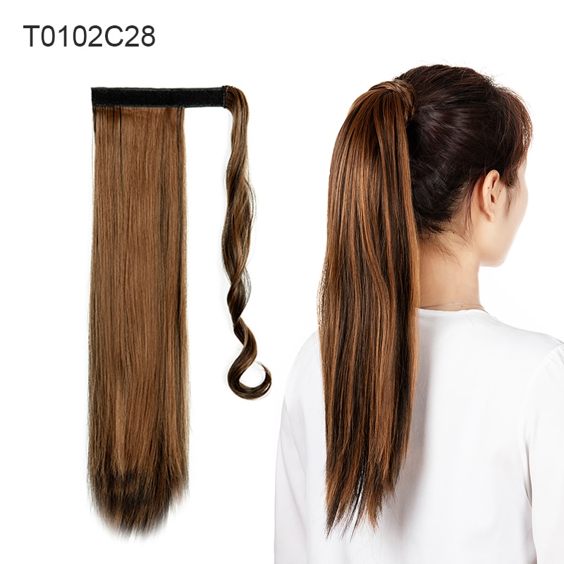 Curly Wavy Straight 20 22 Inch Long Wrap Around Synthetic Hair Piece Clip In Ponytail Hair Extensions Hairpiece for Women Girls