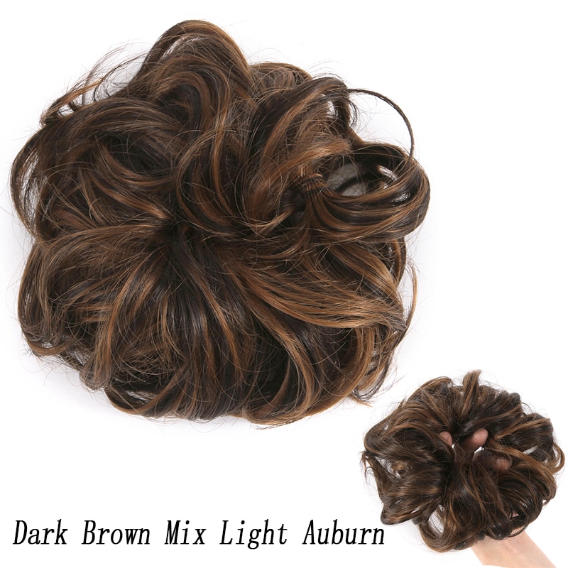 Curly Wavy Bun Hair Extensions for Women Hair Ribbon Ponytail with Elastic Rubber Band Updo Scrunchies Extension Messy Hairpiece