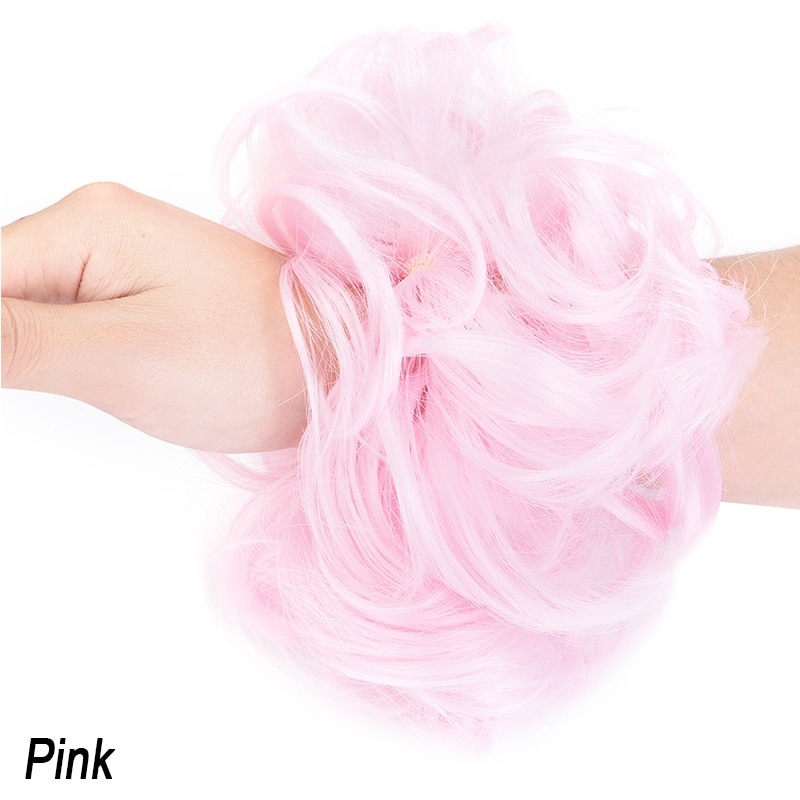 Curly Wavy Bun Hair Extensions for Women Hair Ribbon Ponytail with Elastic Rubber Band Updo Scrunchies Extension Messy Hairpiece