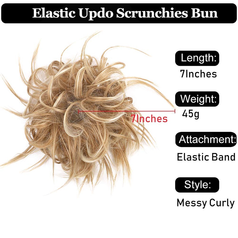 Tousled Updo Messy Bun Hair Piece Hair Extension Ponytail Elastic Rubber Band  Synthetic Hair Bun Extensions Hairpiece for Women