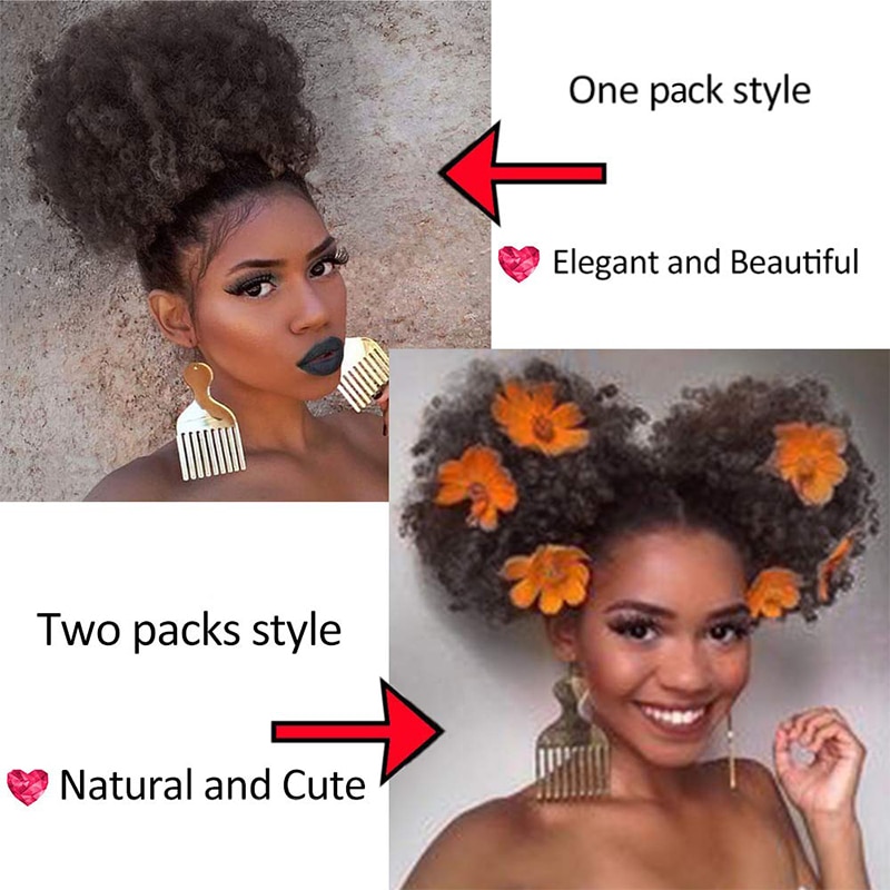 Afro Puff Drawstring Ponytail Black Kinky Curly Hair Bun Synthetic Hairpieces Clip In Hair Extensions for Black Women