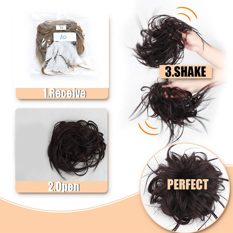 Tousled Updo Messy Bun Hair Extension Ponytail with Elastic Rubber Hair Extensions Scrunchies Ponytail Hairpiece for Women