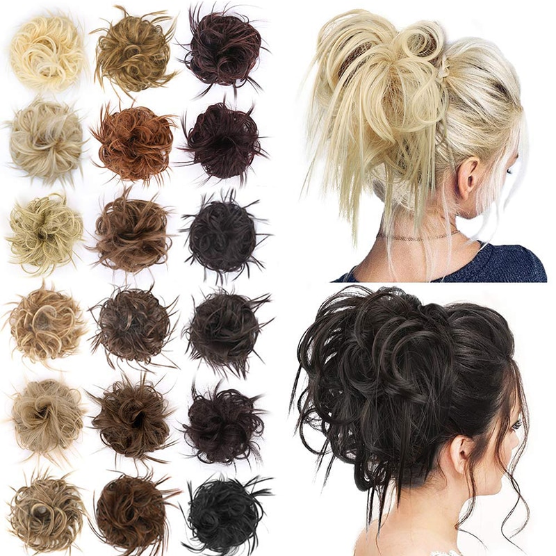Tousled Updo Messy Bun Hair Extension Ponytail with Elastic Rubber Hair Extensions Scrunchies Ponytail Hairpiece for Women