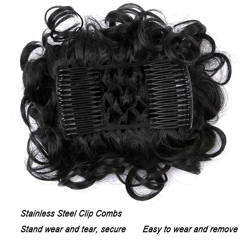 1pcs Short Messy Curly Dish Hair Extensions Clip In on Bun Hair Extensions Stretch Scrunchie Tray Ponytail Hairpiece Hairpieces