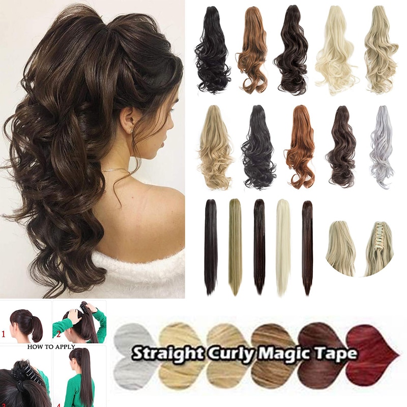 Ponytail Hair Extension Clip In Pony Tails Extensions Long Hairpiece 22'' Straight Hair Claw Ponytail Hair Extension for Women