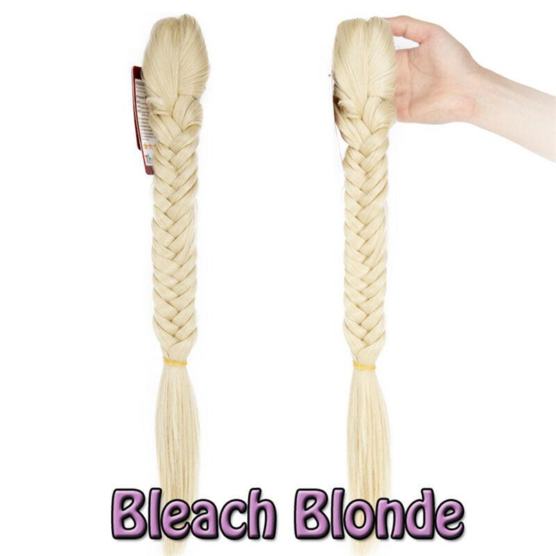 22 Inch Hair Long Straight Ponytail Clip In Braided Ponytail Fishtail Braid Synthetic Hair Extensions Hairpiece