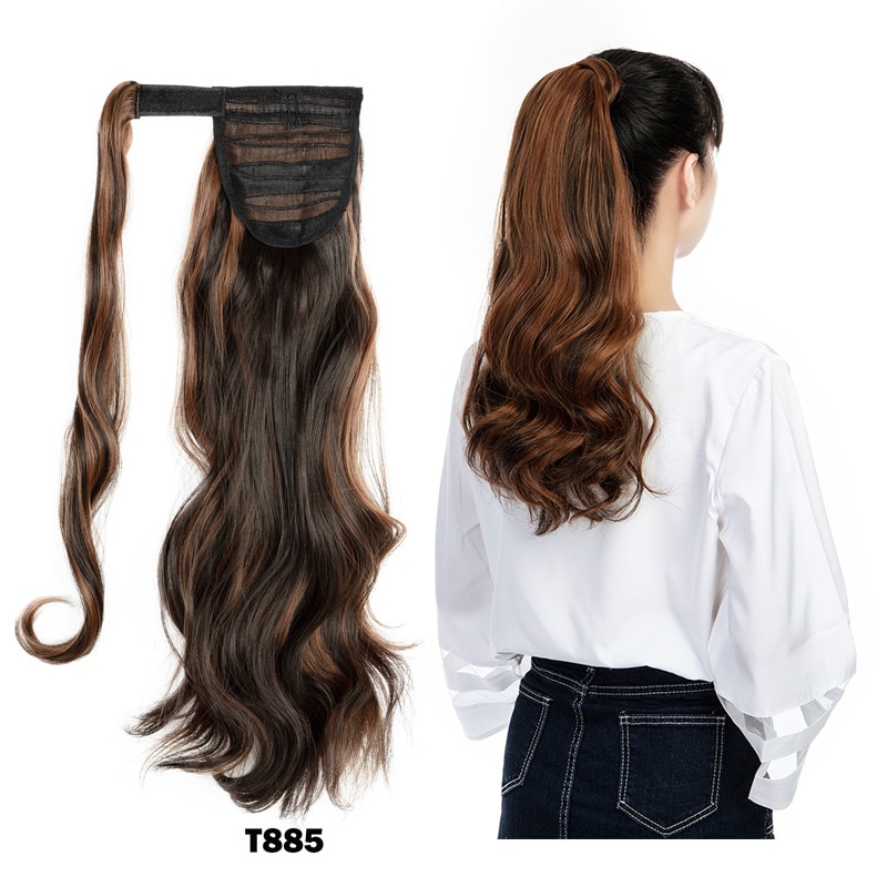 Clip In Ponytail Extension Wrap Around for Women  Wavy Curly Hair Fluffy Pony Tail 18,24 Inch,Synthetic Clip In Hair Extension