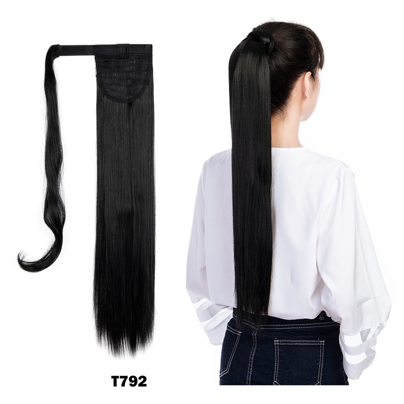 Clip In Ponytail Extension Wrap Around for Women  Wavy Curly Hair Fluffy Pony Tail 18,24 Inch,Synthetic Clip In Hair Extension