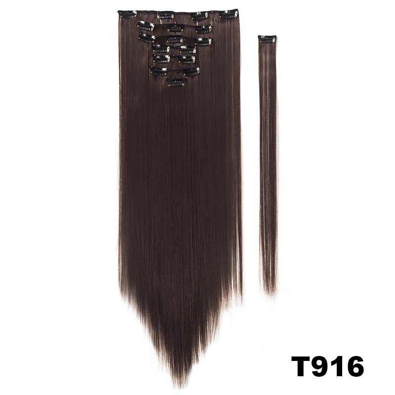 8pcs/set Long Silky Straight Hair Piece 24'' 26''18 Clips Full Head Clip In Hair Extensions Womens Ladies Black Brown Blonde