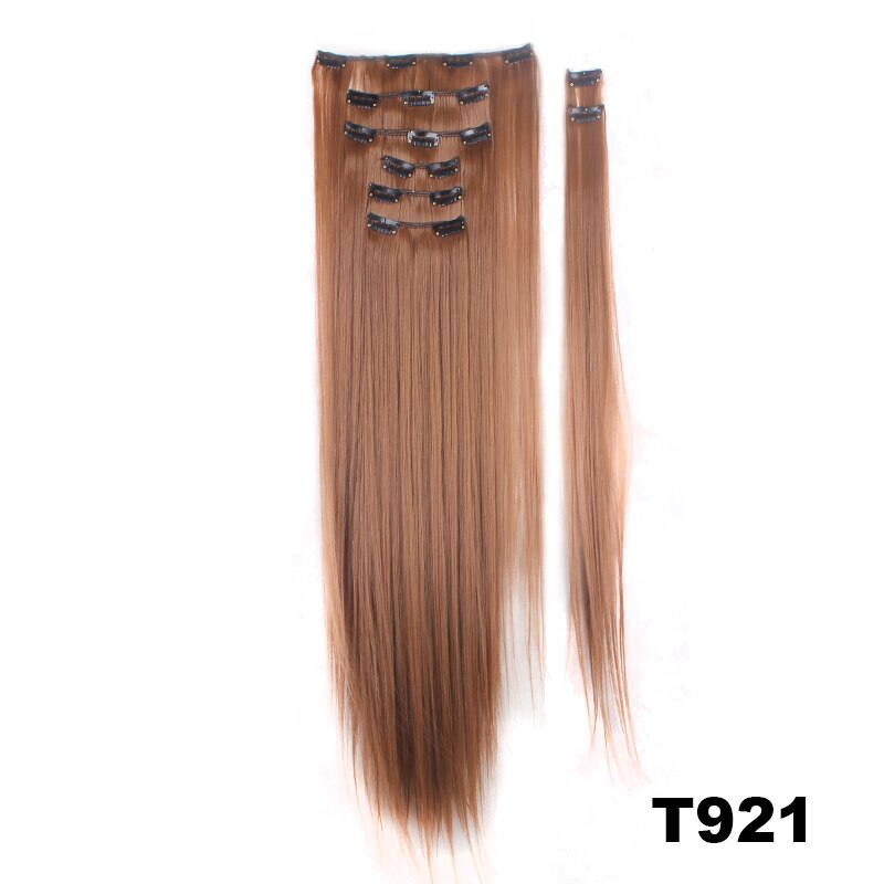 8pcs/set Long Silky Straight Hair Piece 24'' 26''18 Clips Full Head Clip In Hair Extensions Womens Ladies Black Brown Blonde