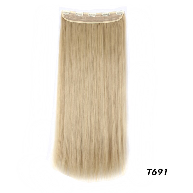 Lelinta 24'' 26''  Long Synthetic Hair 5 Clip In Hair Extension Heat Resistant Hairpiece Natural Wavy/Straight Hair Piece