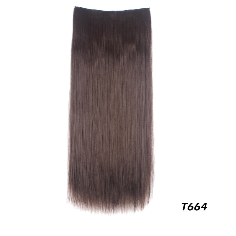 19 colors 5 clips Long Straight/Curly Wavy Synthetic Hair Extensions Clips in High Temperature Fiber Black Brown Hairpiece