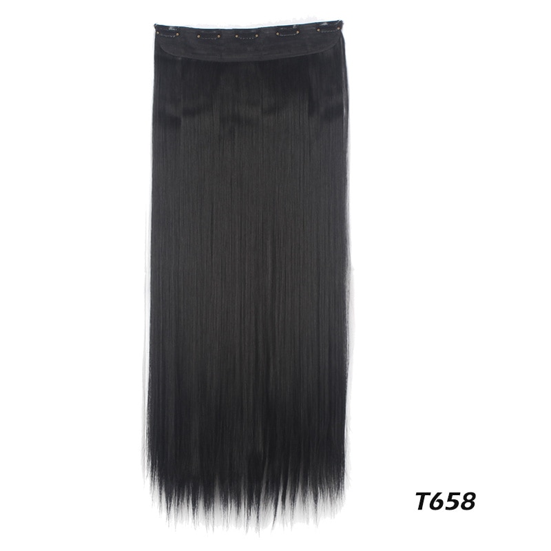 19 colors 5 clips Long Straight/Curly Wavy Synthetic Hair Extensions Clips in High Temperature Fiber Black Brown Hairpiece