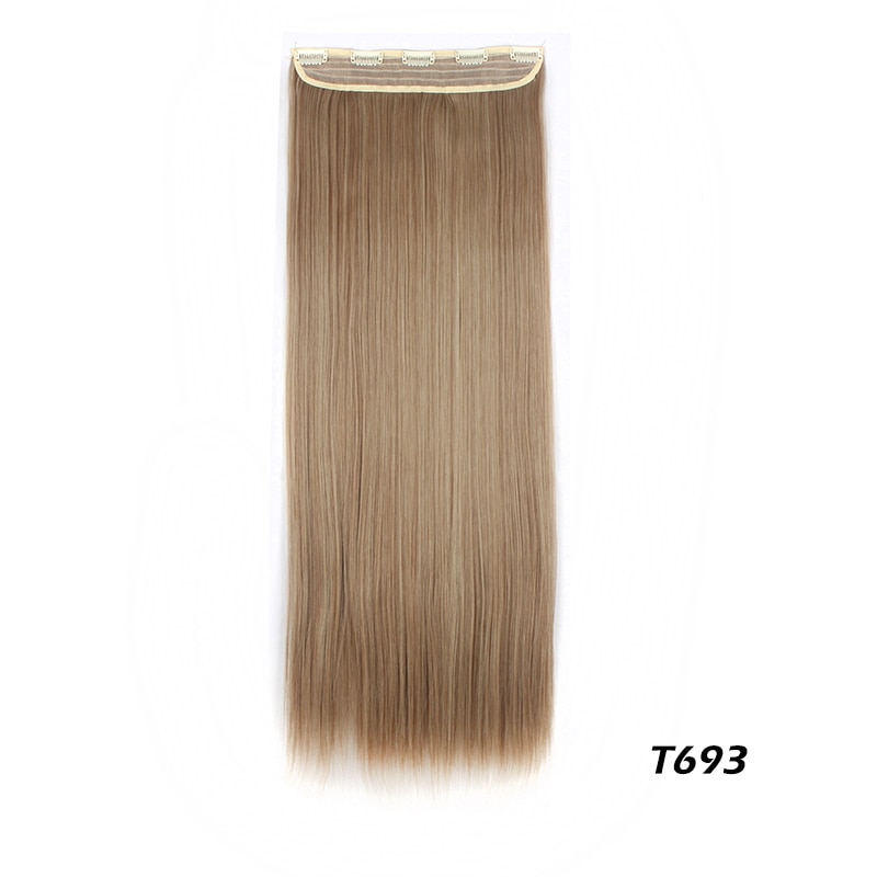 24''1-Pack 3/4 Full Head Curly Wavy Clips In on Synthetic Hair Extensions Hairpieces for Women 5 Clips 3.9 Oz Per Piece