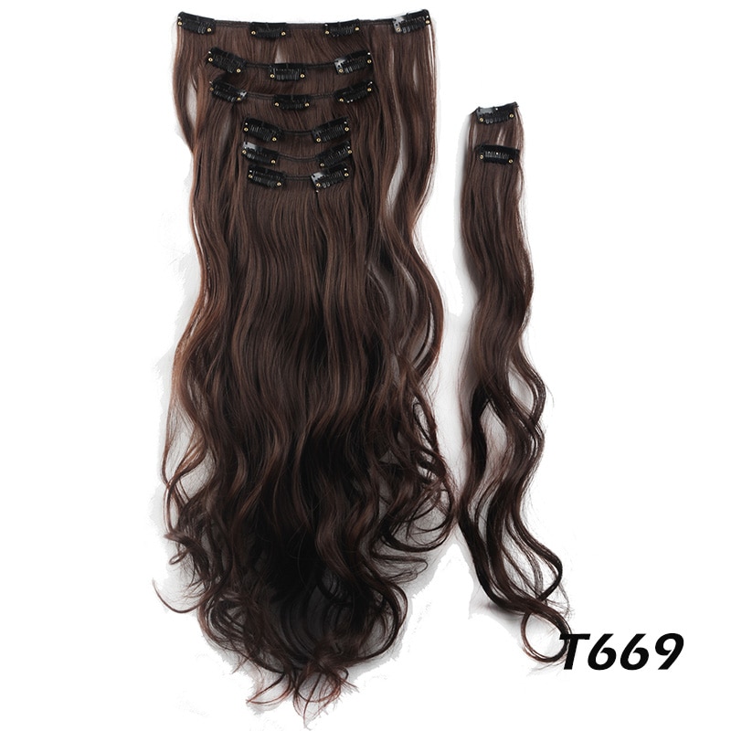 Lelinta 18'' 24'' Straight/Wavy Curled  Natural Clip In Hair Extensions Thick Full Head Long  Soft Silky Synthetic Colored Hair