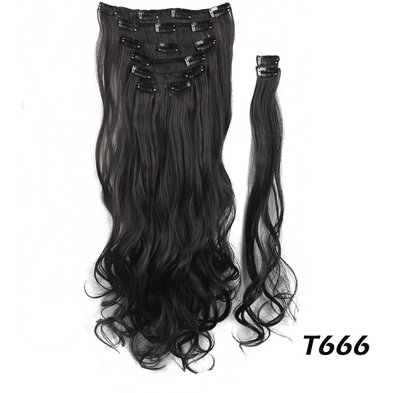 Lelinta 18'' 24'' Straight/Wavy Curled  Natural Clip In Hair Extensions Thick Full Head Long  Soft Silky Synthetic Colored Hair