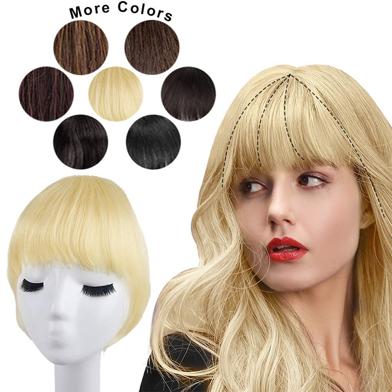 Bangs Hair Extensions Flat Neat Bangs Fashion Synthetic 1 Piece Clip In Hair Bangs Fringe Hairpieces Hair Extensions for Womens