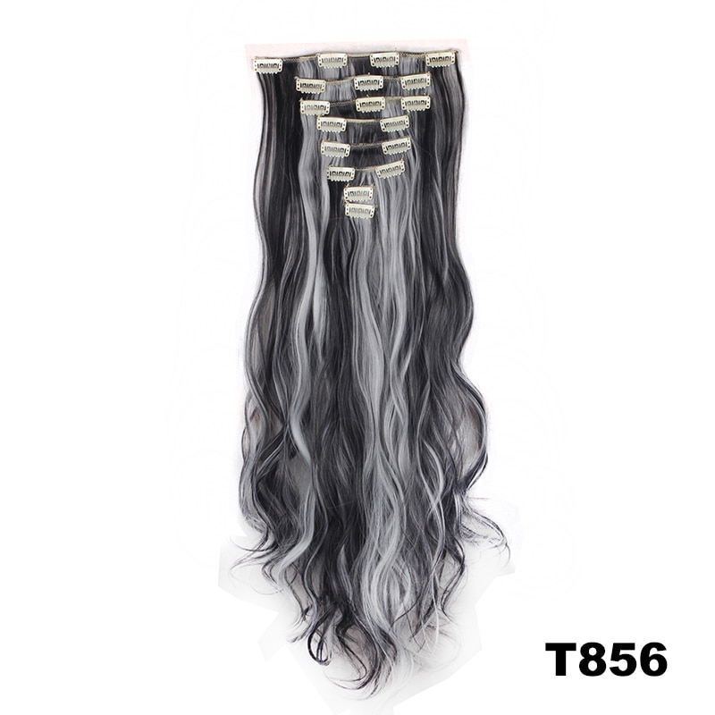 8 Piece Full Head Long Silky Curly Wavy Hair Piece 18'' 24'' Clip In Hair Extensions Womens Ladies Black Blonde Mixed Colours