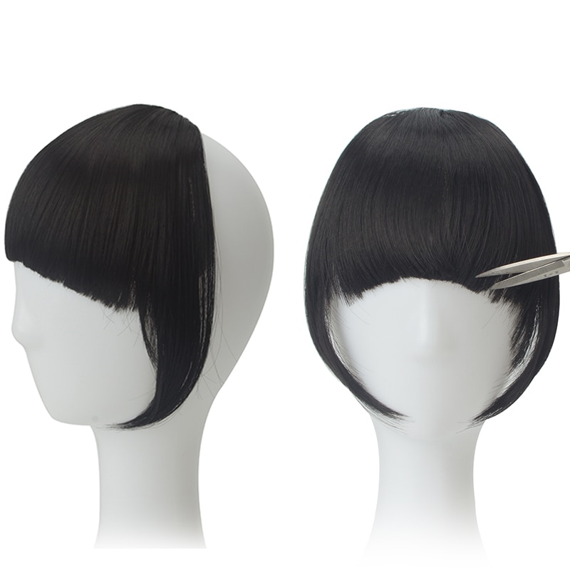 womens Clip In Bangs Hair Extensions One Piece Front Neat Hair Fringe Straight Flat Bangs Clip on Hairpiece for Women