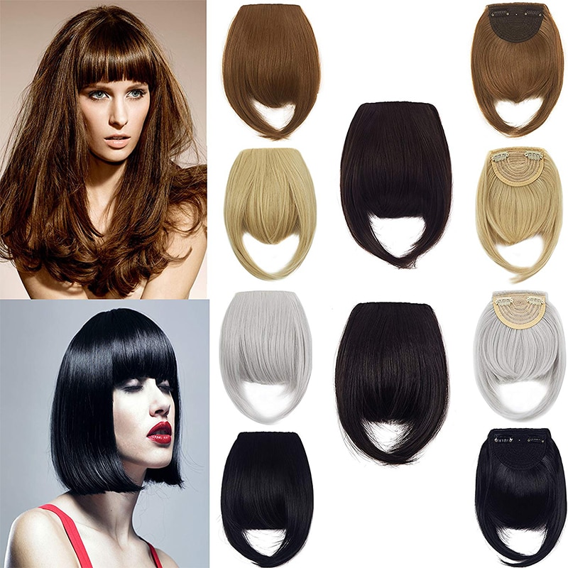 Bangs Hair Extensions for Women Natural Synthetic Hair Neat Flat Bangs Clip on Fringe Bangs Fashion One Clip-in Hair Extension