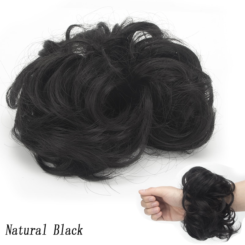 Messy Hair Bun Extensions Curly Wavy Hair Scrunchies Synthetic Chignon Hairpieces Synthetic Donut Updo Hair Pieces for Women