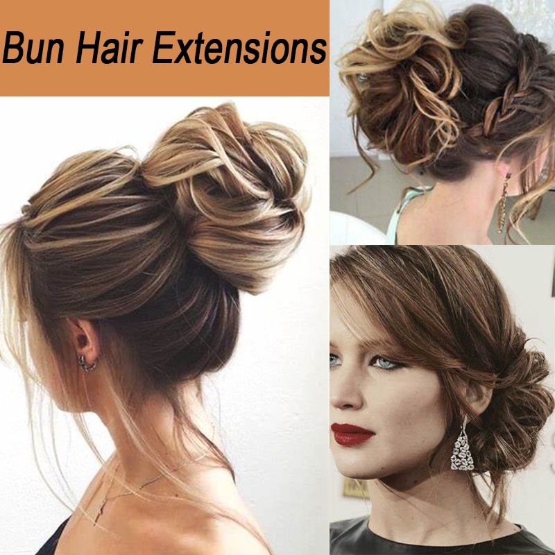 Messy Hair Bun Extensions Curly Wavy Hair Scrunchies Synthetic Chignon Hairpieces Synthetic Donut Updo Hair Pieces for Women