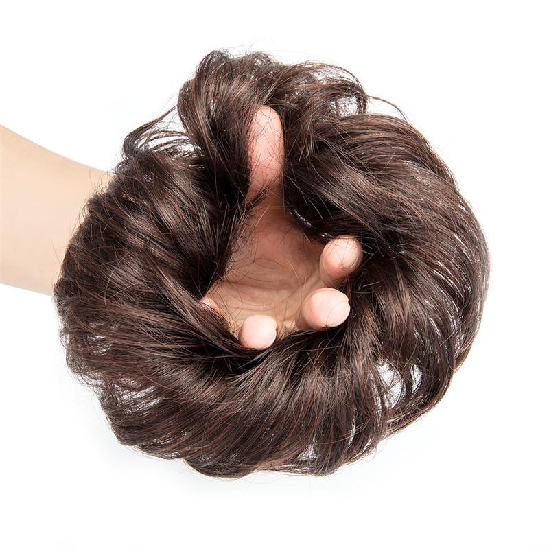 Messy Hair Bun Hair Scrunchies Extension Curly Wavy Messy Scrunchies Synthetic Donut Chignon for Women Updo Hairpiece
