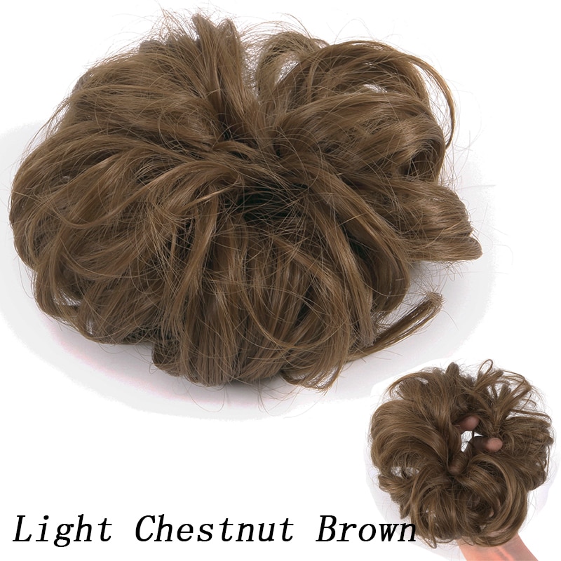 Curly 1PCS Messy Hair Bun Extensions Messy Synthetic Chignon Hairpiece Easy Bun Elastic Rubber Hair Pieces for Women Hair Updos