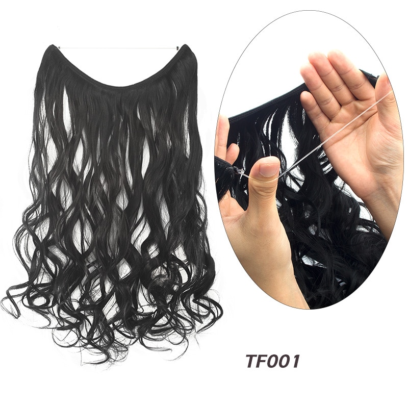 Lelinta 24'' Straight Synthetic Secret Hidden Wire Hair Extensions Hidden Wire  Natural Hairpieces No Clip No Glue No Tape