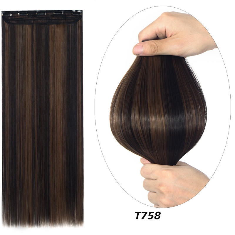 Lelinta 26“Thick Long Straight One Piece Ombre Clip In on Hair Extensions Hairpieces with 5 Clips 140grams