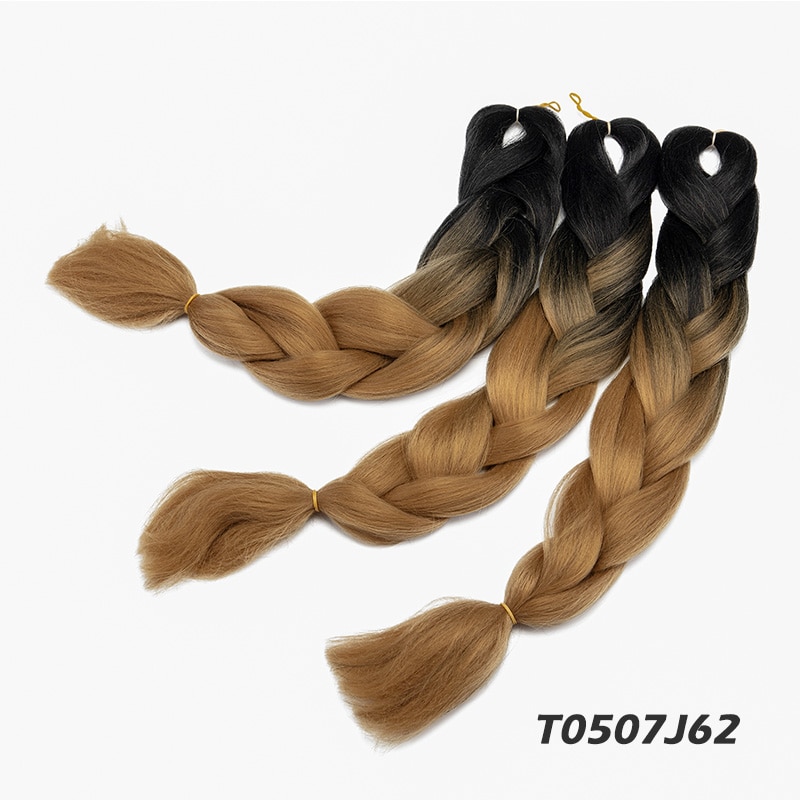 Lelinta Ombre Jumbo Braiding Hair Extensions Kanekalon Synthetic Braiding Hair 24inch 3Pack/Lot Two Tone Braiding Hair (Brown)