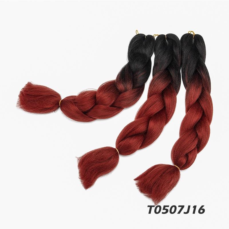 Ombre Kanekalon Jumbo Braiding Hair  Synthetic African Brown Colorful Pre Stretched Braiding Hair for Twist Crochet Braids