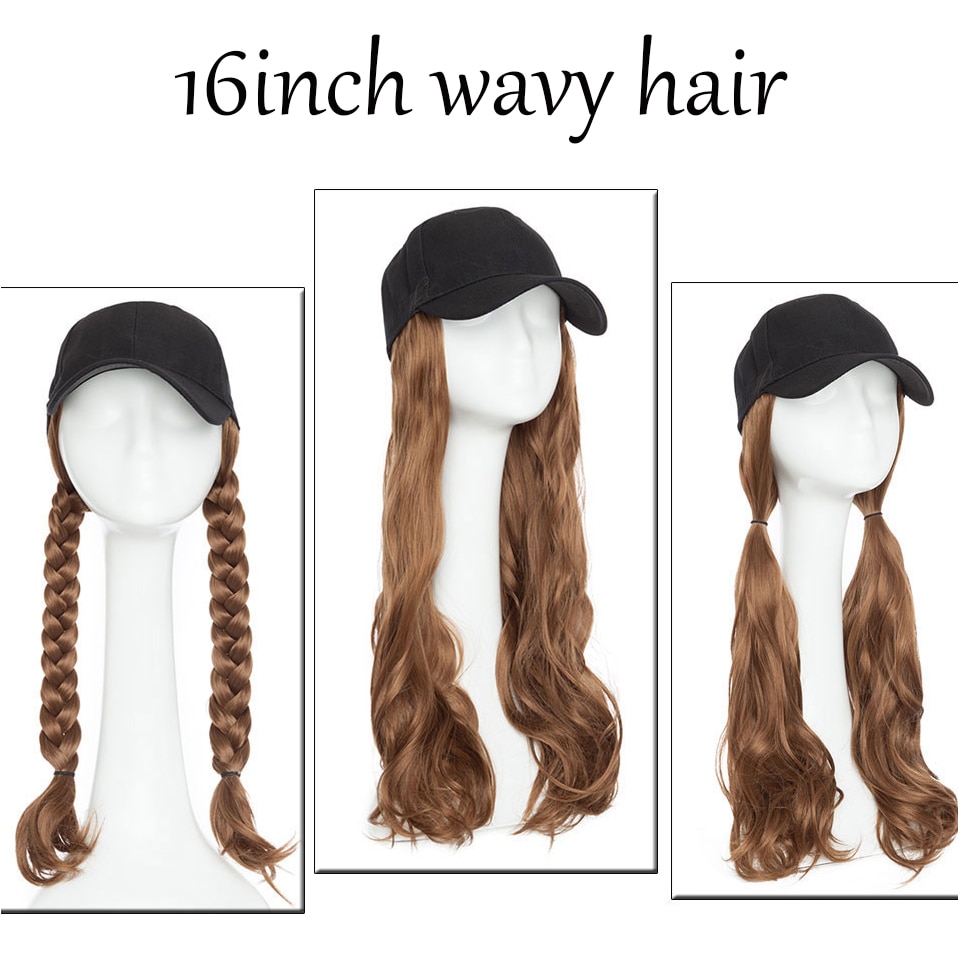 SNOILITE 16inch Long Wavy hair extension with black cap New style intergrate cap hair Synthetic extension hair for Girls Party