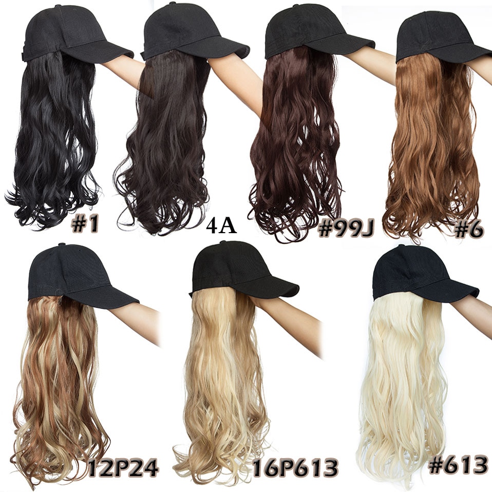 SNOILITE 16inch Long Wavy hair extension with black cap New style intergrate cap hair Synthetic extension hair for Girls Party