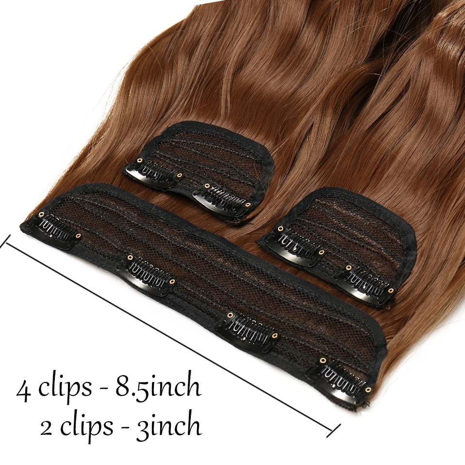 SNOILITE 20inch 3pcs/set clip in hair extension synthetic clip ins natural hair pieces wavy brown black clip in extension hair