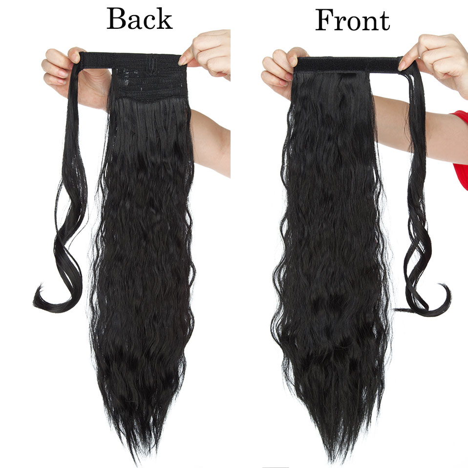 S-noilite 20Inch Clip In Ponytail Fluffy Wrap Around Tail Hair With Velcro Synthetic Hairpiece For Women 12color Hair Extension