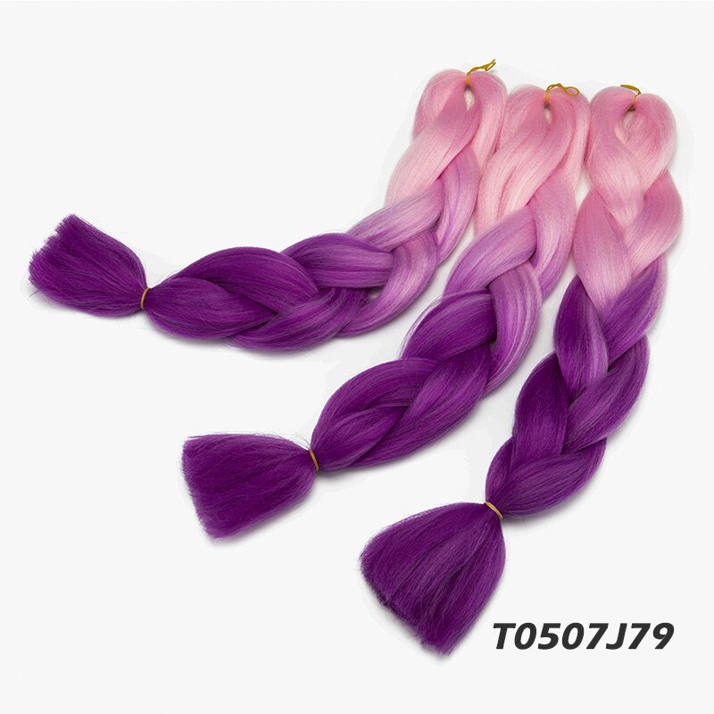 Lelinta 24Inch Colored Hair Jumbo Braiding Hair Three Tone Kanekalon Synthetic Fiber for Twist Braiding Hair